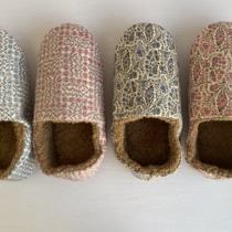 Full 2 double packs back heel Womens Broken Flowers Day Ensemble Soft Bottom Suede Suede Floor Shoes Home Shoes Cotton Slippers