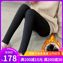 Japanese plus velvet padded leggings female Korean version of high waist waist cotton pants warm trousers slim pants wear inside and outside winter
