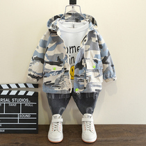Childrens clothing boy jacket foreign style 2021 new Foreign style childrens spring clothes male baby handsome camouflage top tide