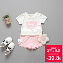 One year and half female baby Summer clothing Suit Tide 1-3 years old woman bao short sleeve Korean version 0-2 female baby clothes pure cotton summer