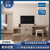 Customized hotel furniture standard room full set hotel apartment TV cabinet hanging board mirror table and chair combination luggage table
