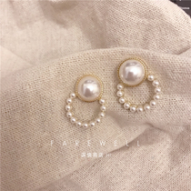 Shop owner recommended~silver needle stud earrings 2021 new fashion high-end sense earrings French niche pearl earrings feminine temperament