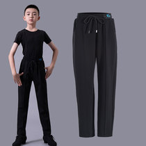 Boys dance trousers straps fashion elastic cotton new childrens big children Latin dance practice grade calf pants