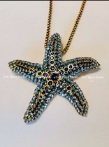 Big name designer 24k gold plated high order Crystal Starfish Necklace