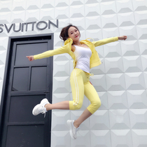 2022 Spring New Spring Summer Leisure Sports Suit Womens Body Display Slim Sweatshirt 7-Pants Two Sets Fashion Tide