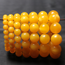 Natural Baltic Original Mine Stone Amber Chicken Oil Yellow Old Honey Wax Single Ring Round Pearl Buddha Beads Handstring Bracelet Male and female