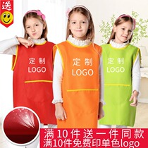 Childrens apron custom sleeveless printed logo painting clothes Anti-dressing art class Kindergarten middle and large childrens painting cover