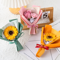 Teachers Day baking cake decoration net red simulation sunflower sun flower carnation rose bouquet decoration