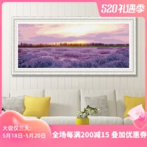 KS Cross Embroidered 2020 New Living Room Bedroom Fresh Printed Fabric Cotton Thread Series Landscape Hang Painting Purple Rhyme Sea