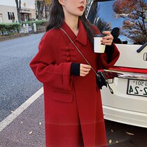sandro moscoloni high end red reversible cashmere coat mid length hebbon-style wool coat women