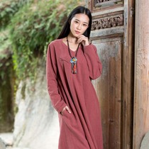 Ciyuan dress womens 2018 spring new Chinese style summer dress loose large size long section 30591