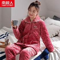 Antarctic pajamas women winter coral velvet thickened velvet padded jacket warm large size autumn and winter home clothing set