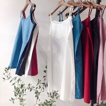 2021 Spring Summer New Hemp Inner Hitch Small Harnesses DRESS PURE COLOR COTTON LINEN WITH BASE LINING DRESS LITERATURE AND ART WOMENS CLOTHING LOOT