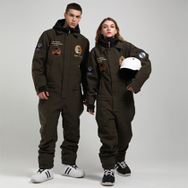 GsouSnow one-piece ski suit men and women wind Waterproof warm veneer double board tooling Tide brand embroidery