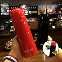 Korean creative fashion personality Net red water cup female trend tremble voice couple portable red devil insulation Cup