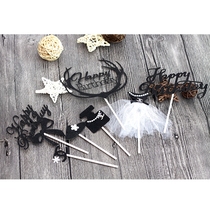 Creative cake flag plug-in English happy birthday wedding party Black bow jewelry ornaments