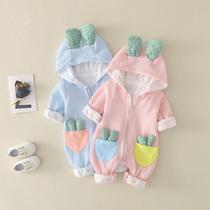 Baby spring and autumn 12 months male and female baby long sleeve 0 year old newborn jumpsuit