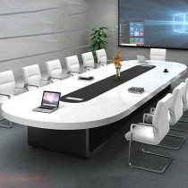 Large Conference Table Strip Table Bench Baking Varnish Minima Modern Round Negotiation Table Meeting Room Table And Chairs Combination