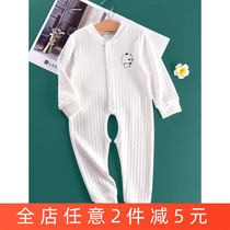 Baby double layer pure cotton one-piece autumn clothes open stall baby children sleeping pyjamas long sleeve autumn winter thin section 1-3 years old