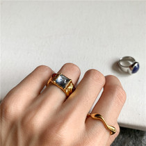 savi with retro color ring ring female European and American INS niche personality advanced sense gilded food finger ring tide