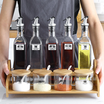 Kitchen ceramic seasoning jar set Japanese seasoning box set household combination glass oil bottle soy sauce vinegar oil pot salt jar