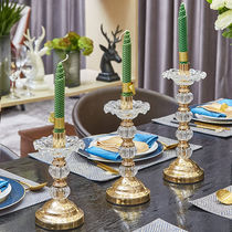 Light luxury Nordic ins Wind romantic table candle holder ornaments simple beauty crystal glass Golden Candlestick wedding stage