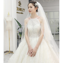 Forest department super fairy lord light starry sky wedding dress bride 2020 new temperament wedding halter neck big tail dream woman