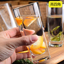 Thickened Home Glass Cup Four Corners Drink Water Juice Cups A Set Tea Cup Cup Sub Hot Water Cup Tea Brewery Cup