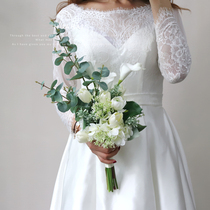 White Calla Lily home HUAHAI photography hand-held flower travel tie wedding decoration bride simulation flower bunches]