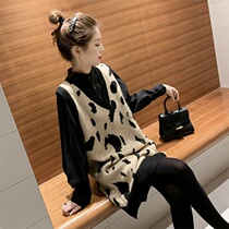 Pregnant womens clothing autumn suit out autumn two-piece sportswear casual fashion net red sweater pregnant tide mother