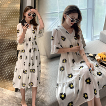 Tennis Red Pregnant Women Summer Clothing Dress Dress Fashion Summer 2021 New Korean Version Snowspun Dresses Summer Medium Long blouses