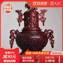 Blood sandalwood lotus incense burner indoor household Incense Road mahogany living room home furnishings retro Chinese wood carvings