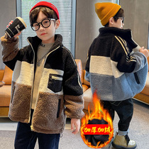 Childrens fleece sweater jacket autumn and winter styles plus fleece warm 2022 childrens clothing new boys lamb fleece jacket trend
