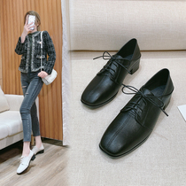 Tide cards 100 hitchhiking and small leather shoes women 2022 spring and summer new Inlan wind black soft leather with single shoe Lefu shoes