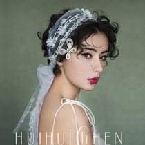 New Korean handmade beautiful white mesh lace flower bride wedding hair band headdress wedding dress jewelry