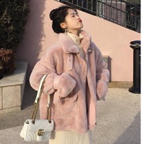 Rabbit fur fur coat female winter Rex rabbit hair Korean loose young foreign atmosphere thick wool plush short coat tide
