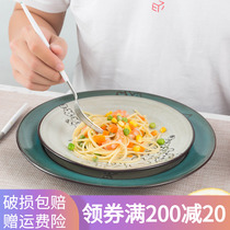 Yuquan Chinese creative plate Home Festive Net Red Pan Snack Dish tray Ceramic Dish Flat Tray Combined Cutlery