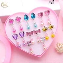 Childrens ear clip without ear hole baby Princess earrings girl fake earrings jewelry ear clip earrings gift box