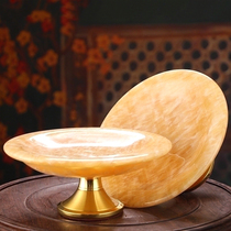 Round pass Buddha pure copper inlaid with yellow jade for fruit pan Gongpan Home Buddha Former supply of Buddha water fruit pan Guanyin Caiyin Gongkot Disc