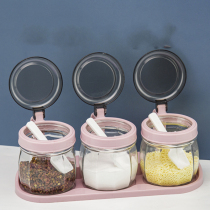 Seasoning bottle Kitchen Seasoning Jars Sealed Moisture-proof Home Seasoning Bottle Swivel Hole Glass Sauce box seasoning box