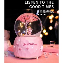 New year gift crystal ball ornaments girl heart rotation automatic snow couple romantic star Music Box children