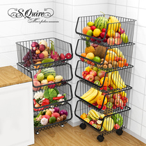 Kitchen shelf Floor-to-ceiling multi-layer fruit countertop storage basket Household moving wall-to-wall narrow vegetable basket