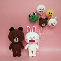  Brown bear and Connie rabbit and balloon handmade wool diy crochet illustration