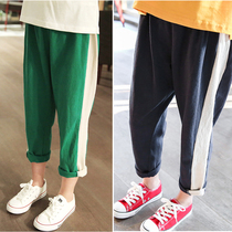 Girls casual pants 2023 autumn clothes new big girls spring and autumn thin section foreign style pure cotton loose harem pants trousers trendy