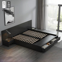 Nordic Bed Modern Minimalist Storage Bed Small Family Type Bedroom Plate Bed 1 8 m Contained High Case Loft Double Bed