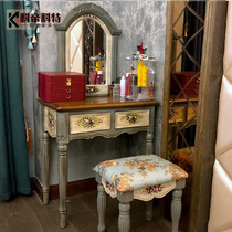  European-style dressing table Solid wood table Bedroom mini small apartment space-saving multifunctional Nordic net red dressing table