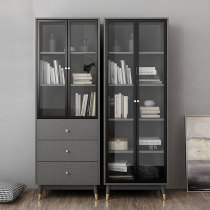 Nordic light luxury simple bookcase with door storage glass door bookcase free combination locker study floor-to-ceiling bookcase