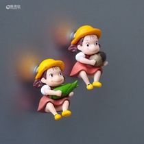 2 do not drop magnets Hayao Miyazaki anime chincho 3D three-dimensional small plum holding corn refrigerator stickers creative tiles