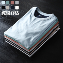 Foreign trade export tail single mens short-sleeved T-shirt Pure cotton milled tide brand slim summer cut label cattle goods half-sleeve T-shirt top