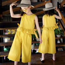 Girls wide leg pants fashion suit 2021 New Western style vest piece zhong da tong pupils summer childrens clothing